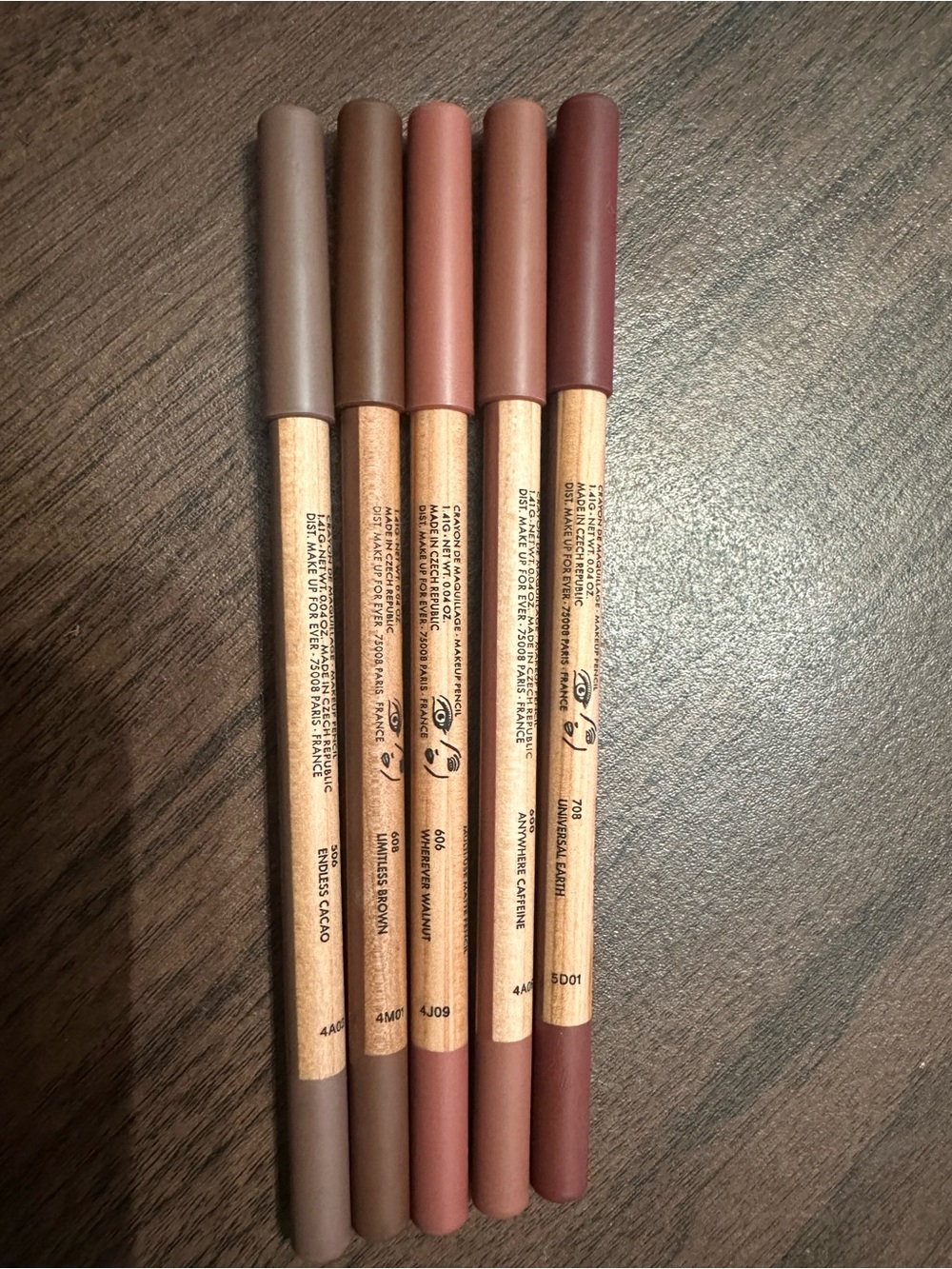 Makeup Forever Lip Liner Set – Taupe, Brown, Nude, Rose, Berry